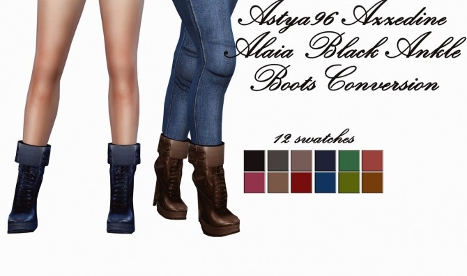 Sims 4 Black Ankle Boots Сonversion at Astya96