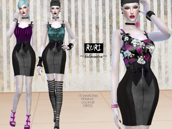 Sims 4 RURI Cocktail Dress FM by Helsoseira at TSR