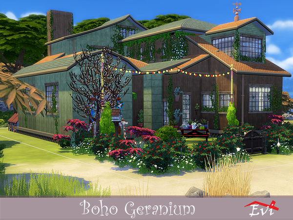 Sims 4 Boho Geranium Home by evi at TSR