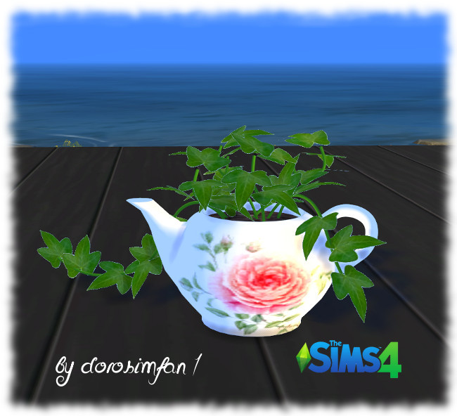 Sims 4 Teapot with Plant by dorosimfan1 at Sims Marktplatz