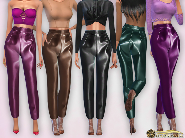Sims 4 Straight Leg Eco Leather Pants by Harmonia at TSR