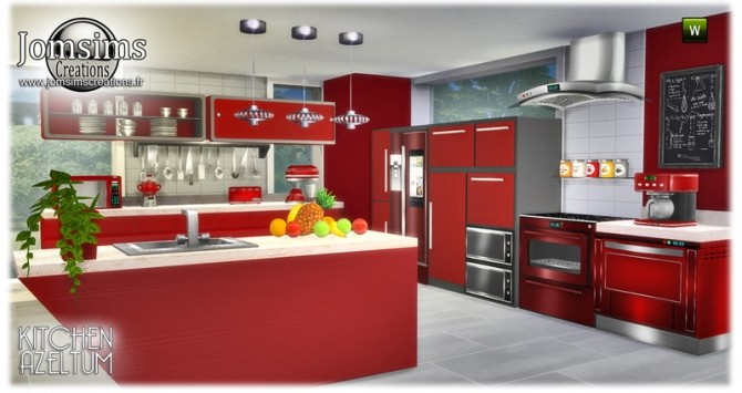 Sims 4 Azeltum modern kitchen in 4 colors at Jomsims Creations