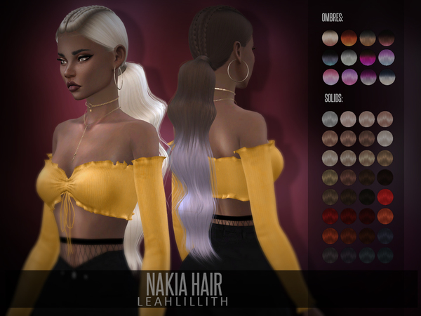 Sims 4 Nakia Hair by Leah Lillith at TSR