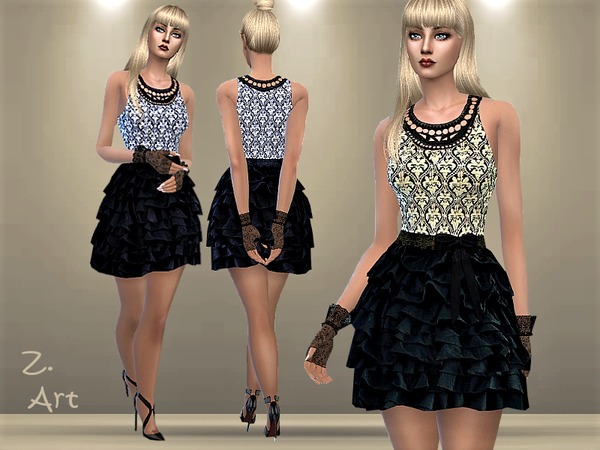 Sims 4 VintageZ 13 dress by Zuckerschnute20 at TSR