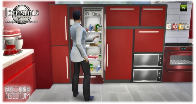 Sims 4 Azeltum modern kitchen in 4 colors at Jomsims Creations