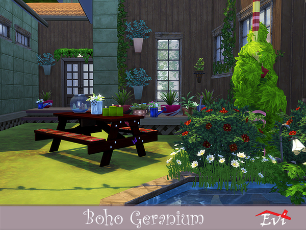Sims 4 Boho Geranium Home by evi at TSR