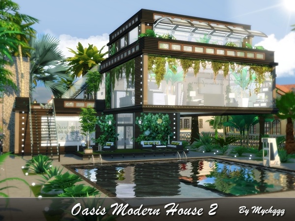 Sims 4 Oasis Modern House 2 by MychQQQ at TSR