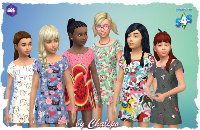 Sims 4 Girl summer dresses by Chalipo at All 4 Sims