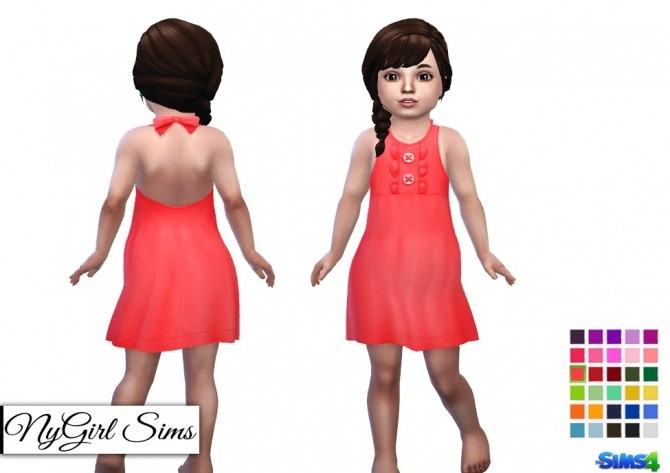 Sims 4 Bowed Halter Dress with Buttons at NyGirl Sims