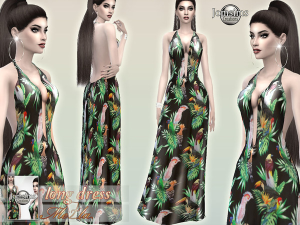 Sims 4 Mezla long dress by jomsims at TSR