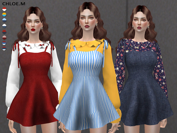 Sims 4 Dress with blouse by ChloeMMM at TSR