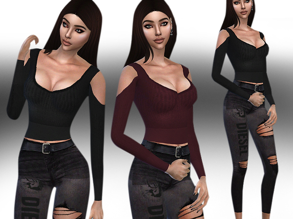 Location Hysterical pronunciation Trendy Crop Long Sleeve Tops by Saliwa at TSR » Sims 4 Updates