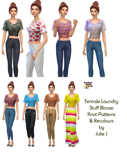 Sims 4 Laundry Stuff BlouseKnot Recolours & Patterns at Julietoon – Julie J