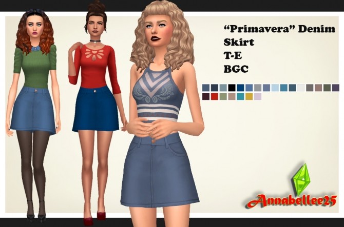 Sims 4 Primavera Denim Skirt by Annabellee25 at SimsWorkshop
