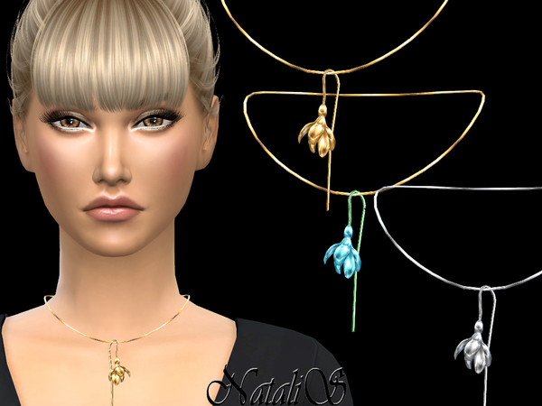 Sims 4 Spring flower pendant necklace by NataliS at TSR