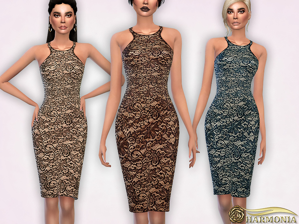 Sims 4 Lace Shift Dress Sleeveless by Harmonia at TSR