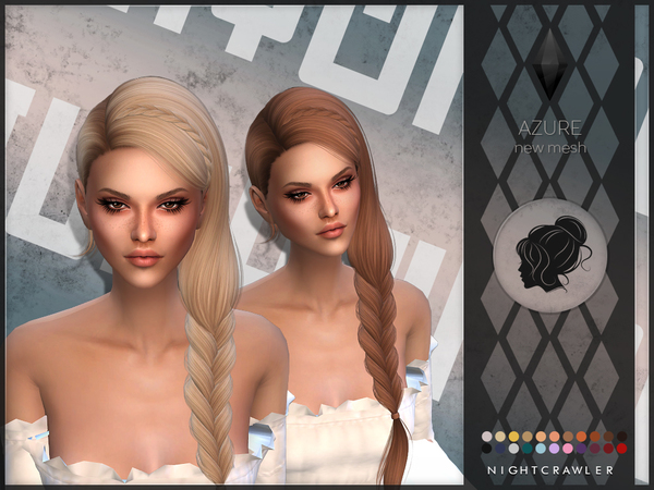 Sims 4 Azure hair by Nightcrawler at TSR