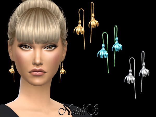 Sims 4 Spring flower earrings by NataliS at TSR