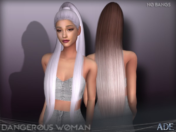 Sims 4 Dangerous Woman hair without bangs by Ade Darma at TSR