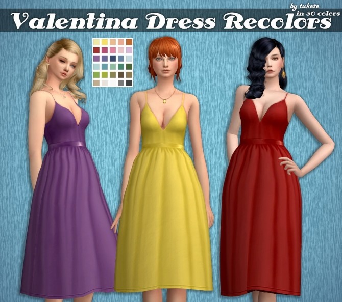 Sims 4 Valentina Dress Recolors at Tukete