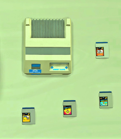 Sims 4 Old Gaming System and Cartridges at Josie Simblr