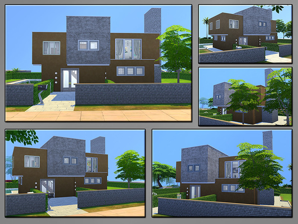 Sims 4 MB Copper Plated cube style family house by matomibotaki at TSR
