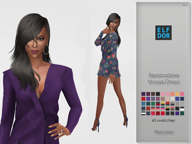 Sims 4 Belaloallure Maya Dress Recolor at Elfdor Sims