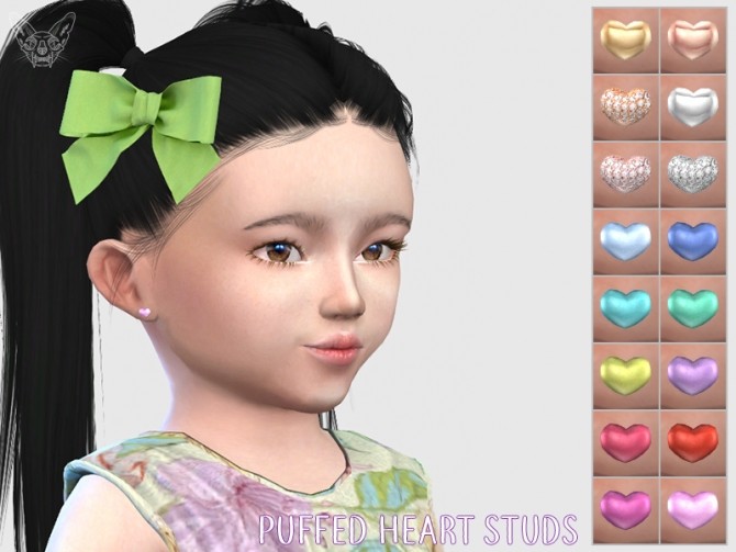 Sims 4 Puffed Heart Studs For Toddlers at Giulietta