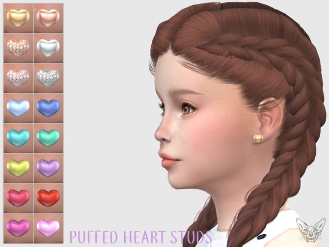 Sims 4 Puffed Hearts Studs For Kids at Giulietta