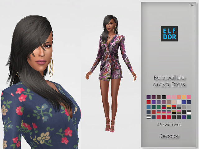 Sims 4 Belaloallure Maya Dress Recolor at Elfdor Sims