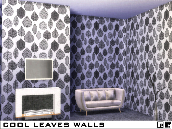 Sims 4 Cool Leaves Walls by Pinkfizzzzz at TSR