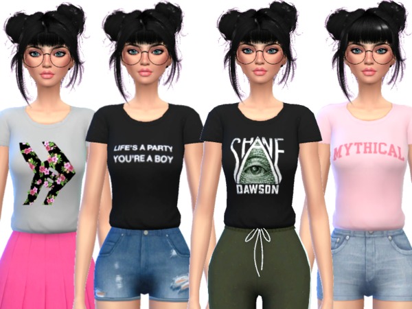 Sims 4 YouTuber Tee Shirts 2 by Wicked Kittie at TSR