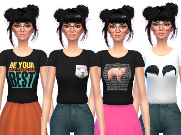 Sims 4 YouTuber Tee Shirts 2 by Wicked Kittie at TSR