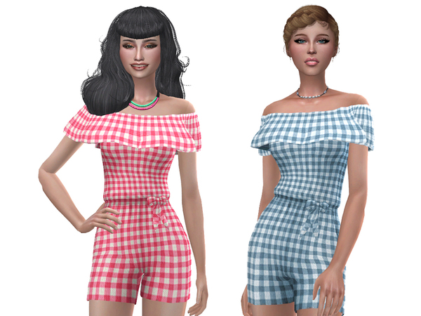 Sims 4 Plaid romper by Simalicious at TSR