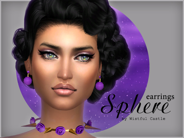 Sims 4 Sphere earrings by WistfulCastle at TSR