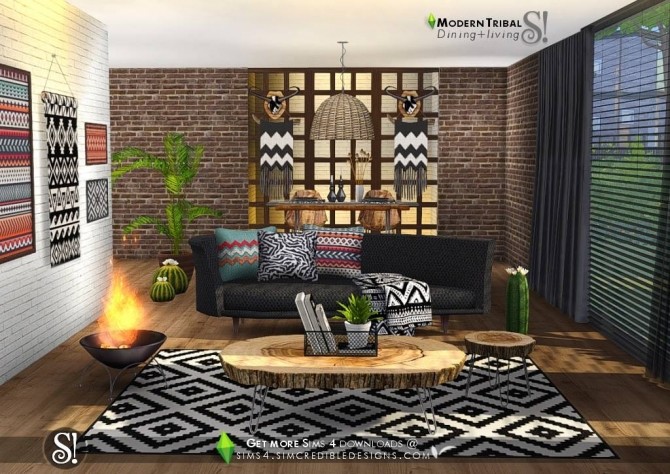 Sims 4 Modern Tribal Dining at SIMcredible! Designs 4