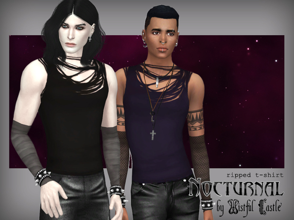 Sims 4 Nocturnal ripped t shirt by WistfulCastle at TSR