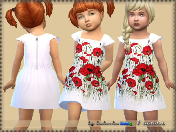Sims 4 Dress Poppies by bukovka at TSR