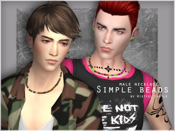 Sims 4 Simple beads male necklace by WistfulCastle at TSR
