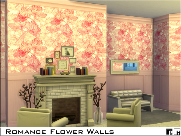 Sims 4 Romance Flower Walls by Pinkfizzzzz at TSR