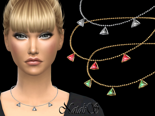 Sims 4 Triangle crystals necklace by NataliS at TSR