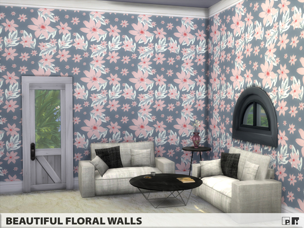 Sims 4 Beautiful Floral Walls by Pinkfizzzzz at TSR