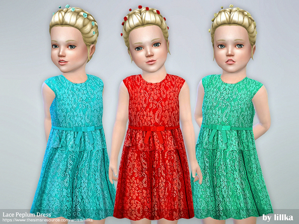 Sims 4 Lace Peplum Dress by lillka at TSR