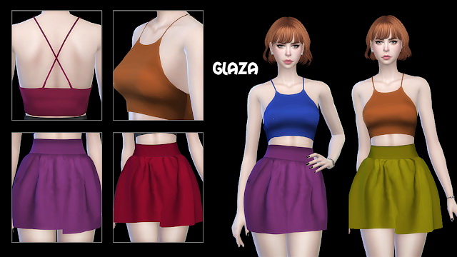 Sims 4 TOP 09 SKIRT 01 & 02 at All by Glaza