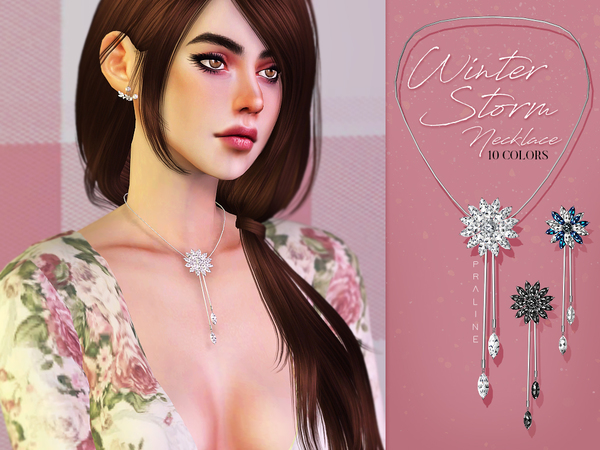Sims 4 Winter Storm Necklace by Pralinesims at TSR