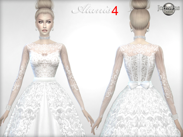 Sims 4 Atanis wedding dress 4 by jomsims at TSR