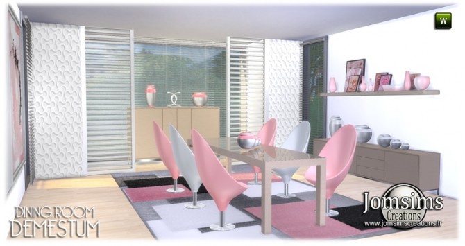 Sims 4 Demestum dining room in 4 shades at Jomsims Creations