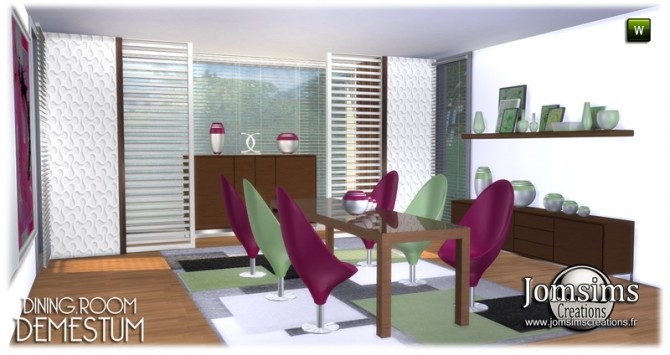 Sims 4 Demestum dining room in 4 shades at Jomsims Creations