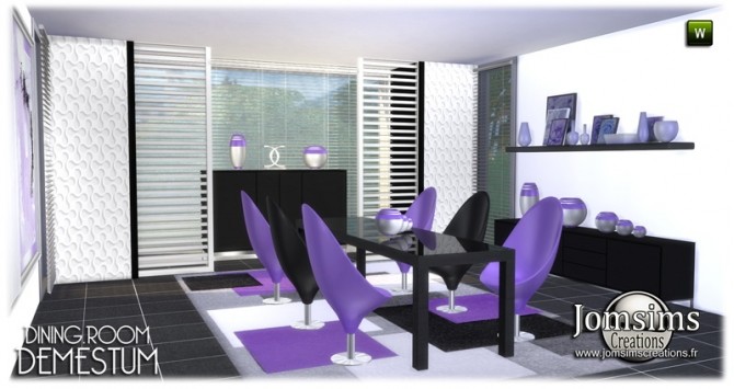 Sims 4 Demestum dining room in 4 shades at Jomsims Creations