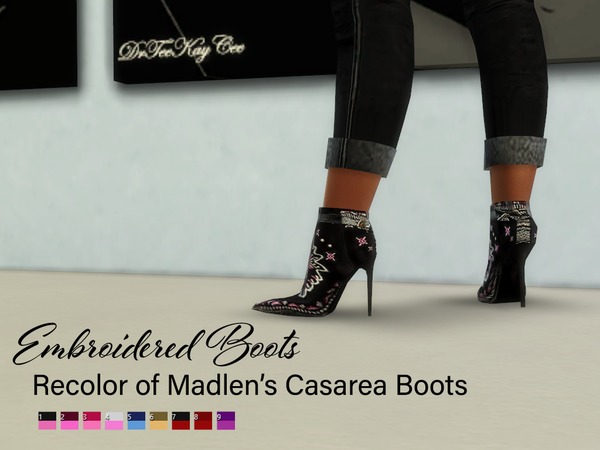Sims 4 Embroidered Boots by drteekaycee at TSR